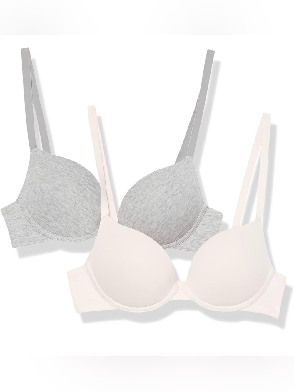 0081: Amazon Smooth Underwire Push-Up Bras - Light Gray & Cream - Pack of 2